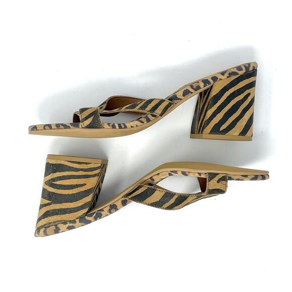 Free People Charlie-V Block Heel Sandal in Leopard Zebra Print Size 10 EU 40 - Picture 7 of 9